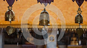 Set of bells in a Buddhist temple of Chiang Mai ,Thailand