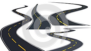 Set of Bending roads and highways isolated on white background. vector illustrations