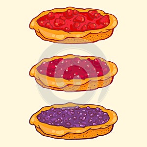 Set of berry pies - strawberry, cherry, blueberry