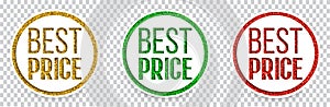 Set of best price banners or buttons.