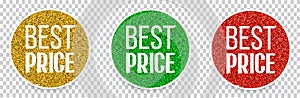 Set of best price banners or buttons.