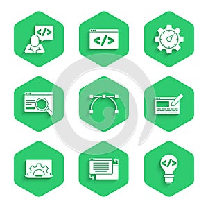 Set Bezier curve, UI or UX design, Front end development, Web, Website statistic and icon. Vector