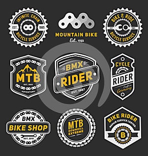 Set of bicycle badge logo template design