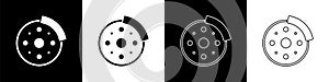 Set Bicycle brake disc icon isolated on black and white background. Vector