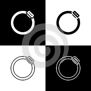 Set Bicycle brake disc icon isolated on black and white background. Vector