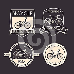 Set bicycle emblem with mechanical and shop service