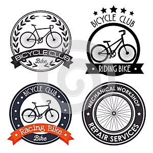 Set bicycle mechanical emblem with repair service