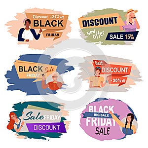 Set of big sale banners. Super sale, discount, best price and black friday advertising poster