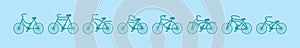Set of bike cartoon icon design template with various models. vector illustration isolated on blue background