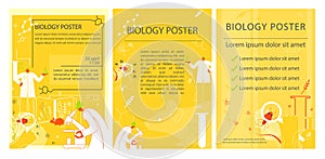 Set of bilology poster Science Bright natural flyers