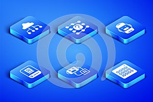 Set Binary code, Network cloud connection, Artificial intelligence robot, AI, Neural network and Chat icon. Vector