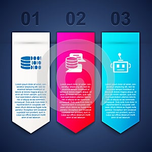 Set Binary code, Server, Data and Artificial intelligence robot. Business infographic template. Vector