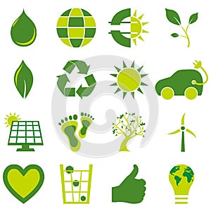 Set of bio eco environmental related icons and symbols