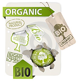 Set of bio, eco, organic elements