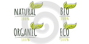 Set of bio eco organic natural labels