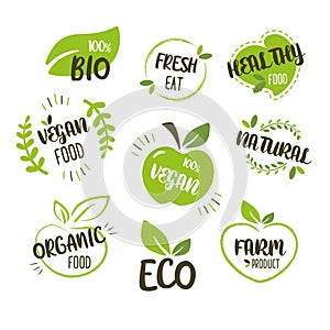 Set of Bio, Ecology, Organic logos and icons, labels, tags