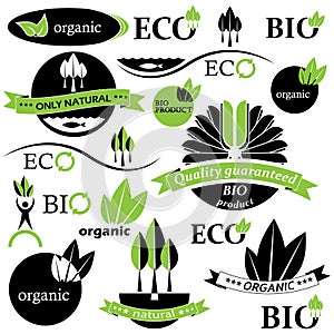 Set of bio and organic badges and labels.