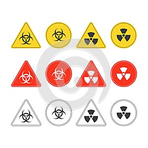 Set biohazard and radiation symbols