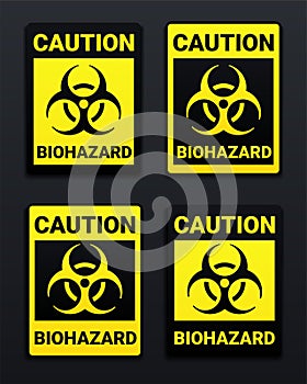 Set of biohazard sign. Caution Biological Hazard. Biological threat alert.