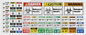 Set Biological Hazard Symbol Sign Isolate On White Background,Vector Illustration