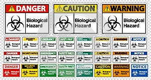 Set Biological Hazard Symbol Sign Isolate On White Background,Vector Illustration