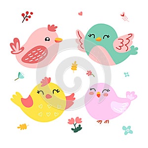 set birds, AI illustration