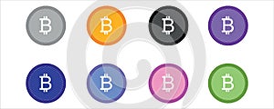 set bitcoin coin, cryptocurrency symbol. flat icon. vector