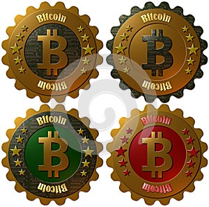 Set of Bitcoin crypto currency seals