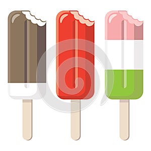 Set of bitten popsicles