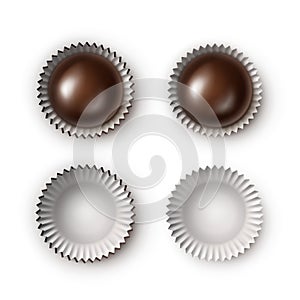 Set of Black Bitter Chocolate Candies with Paper