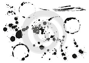 Set black blot splotch. Circular stain photo