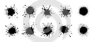 Set of Black blots. Grunge Design Elements. Brush Strokes. Vector illustration