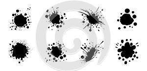 Set of Black blots. Grunge Design Elements. Brush Strokes. Vector illustration