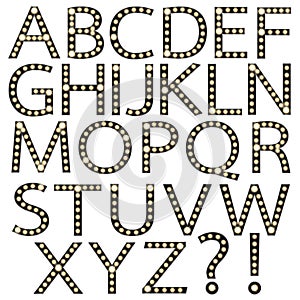 Set of Black Broadway Light Bulb Alphabet