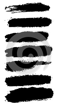 Set black brush paint vector. Painted grunge stripes set.