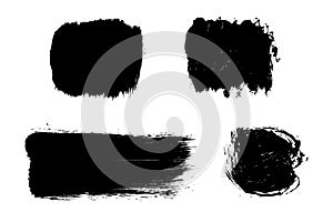 Set of black brush strokes isolated on white