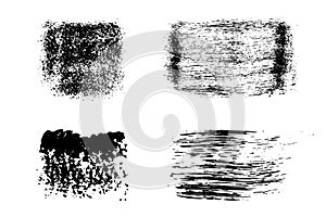 Set of black brush strokes isolated on white