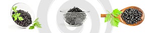 Set of black caviar isolated on a white background cutout