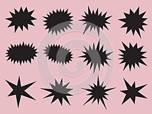 Set of comic splash, explosion, burst, bang, blast, shine, star vector for sale labels, stickers. photo