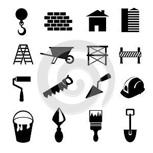 Set of black construction icons