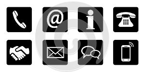 Set black contact icons button - vector