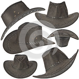 Set Of Black Cowboy Hat