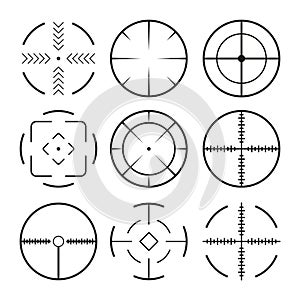 Set of black crosshairs icons.