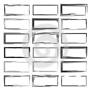 Set of black empy grunge frames. Vector illustration.