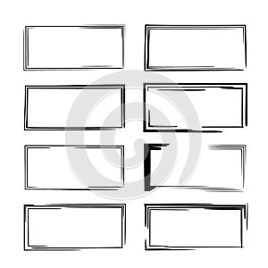 Set of black empy grunge frames. Vector illustration.