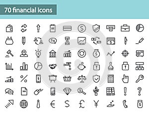 Set of black financial icons. Vector illustration