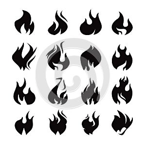 Set of black fire icon