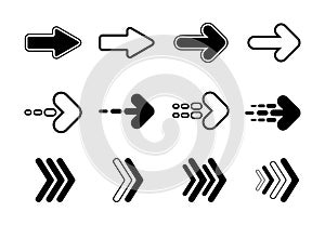 Set of black flat arrows icon collection design