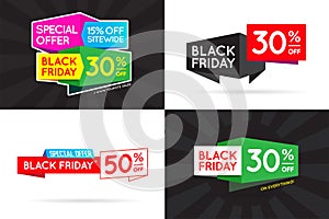 Set of Black Friday BF Sale Signs, Banners, Posters, Cards.