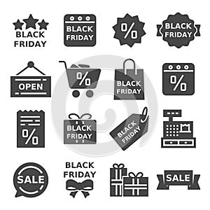 Set of Black Friday icons. Vector Illustrations